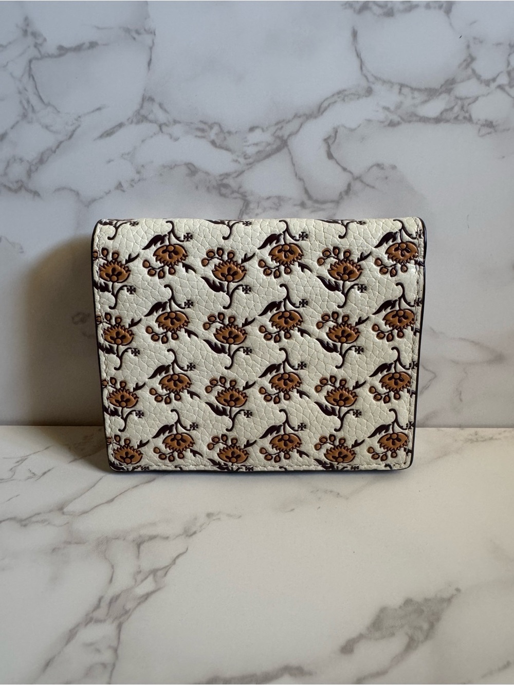 Tory Burch Floral Snap Cardholder With Gold “T” Logo and ID Window - Picture 2 of 5